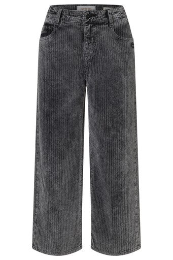 Lässige Wide Fit Hose aus Breitcord mit geradem Bein und Culotte-Länge in Schwarz-grau, Wunderwerk Oldenburg