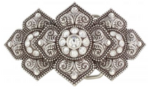 Lade das Bild in den Galerie-Viewer, Gürtelschließe Flowered Bling in 4cm breite silber antik Wunderwerk Oldenburg
