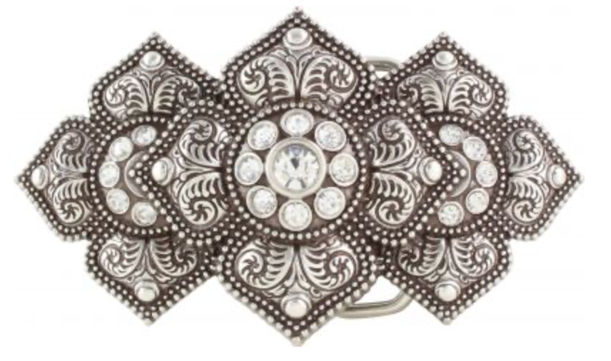 Gürtelschließe Flowered Bling in 4cm breite silber antik Wunderwerk Oldenburg
