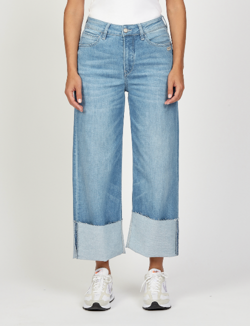 94Jette Culotte Jeans mit breitem Umschlag in blau Wunderwerk Oldenburg