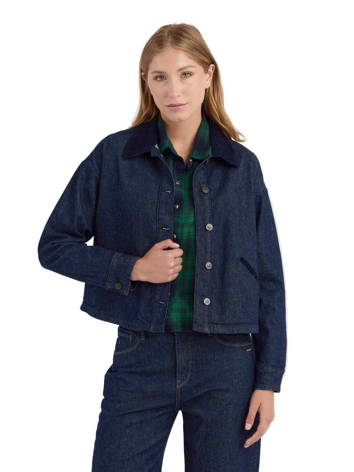 Dunkelblaue Jeansjacke mit Cordkragen Wunderwerk Oldenburg