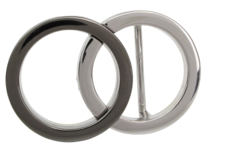 Gürtelschließe für 4cm Wechselgürtel, 2 Kreise in schwarz und silber, Wunderwerk Oldenburg