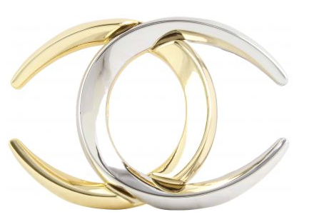Gürtelschließe für 4cm Wechselgürtel in gold und silber mit zwei Halbkreise geöffnet, Wunderwerk Oldenburg