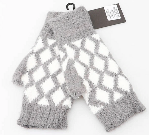 Handstulpe mit Rautenmuster in grau offwhite Wunderwerk Oldenburg
