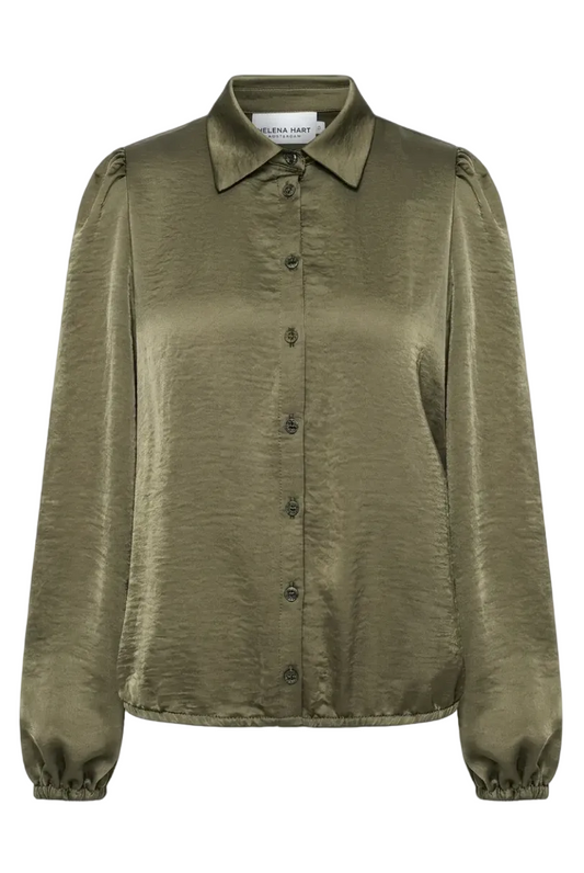 Glänzende Bluse in grün mit elastischem Saum und femininen Puffdetails an den Ärmeln,Wunderwerk Oldenburg