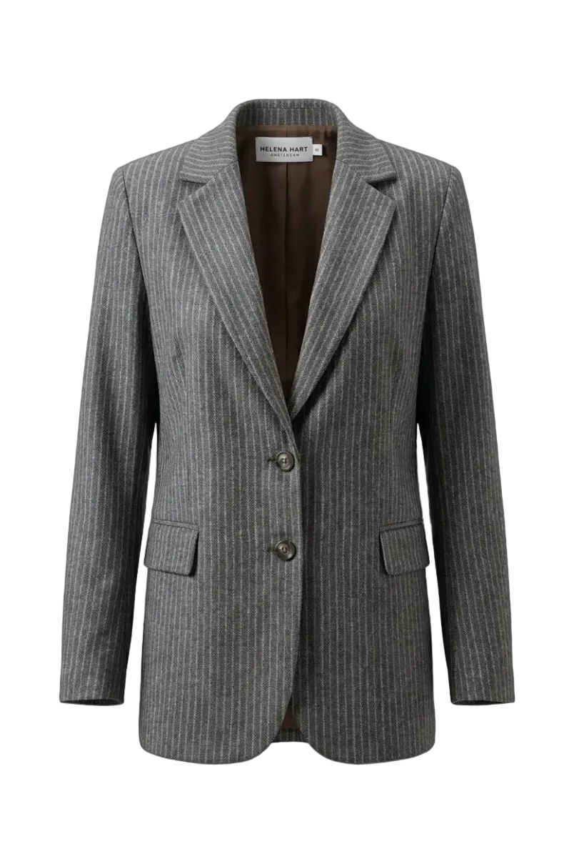 Gerade geschnittener Blazer mit leicht oversized Passform und feinem Streifenmuste in dunkelgrau, Wunderwerk Oldenburg