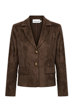 Lade das Bild in den Galerie-Viewer, Klassischer Dunkelbrauner Velour Leder Blazer mit zwei Knopfverschluss und Pattentaschen, Wunderwerk Oldenburg
