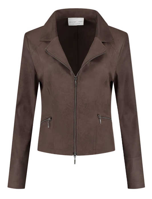 Braune Biker Stoffjacke mit Reißverschluss, Wunderwerk Oldenburg