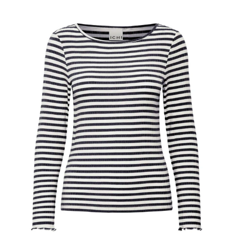 Langarm Streifenshirt in offwhite und dunkelblau mit Rundhals, Wunderwerk Oldenburg