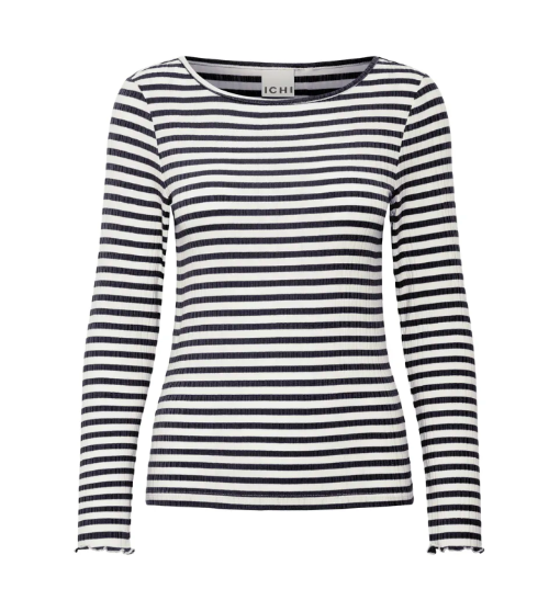 Langarm Streifenshirt in offwhite und dunkelblau mit Rundhals, Wunderwerk Oldenburg