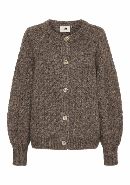 Cardigan mit Zopfmuster in taupe melange Wunderwerk Oldenburg