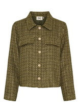 Lade das Bild in den Galerie-Viewer, khaki Farbene Buckle Jacke mit goldenen Knöpfen und Hemdkragen, Wunderwerk Oldenburg
