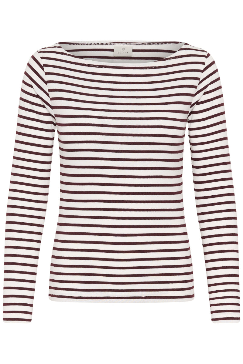 Langarmshirt mit Streifen und U-Boot-Ausschnitt in chalk/fudge Wunderwerk Oldenburg