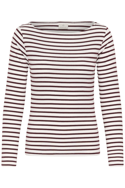 Langarmshirt mit Streifen und U-Boot-Ausschnitt in chalk/fudge Wunderwerk Oldenburg