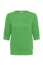 Lade das Bild in den Galerie-Viewer, Grasgrüner Kurzarmpullover mit Rundhals und kleine Puffärmeln Wunderwerk Oldenburg

