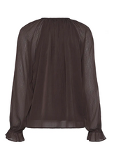 Lade das Bild in den Galerie-Viewer, Dunkelbraune Chiffon Bluse mit Volant, Wunderwerk Oldenburg
