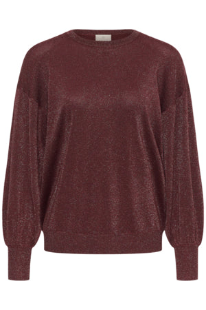 Weinroter Glitzerpullover mit Rundhals Wunderwerk Oldenburg
