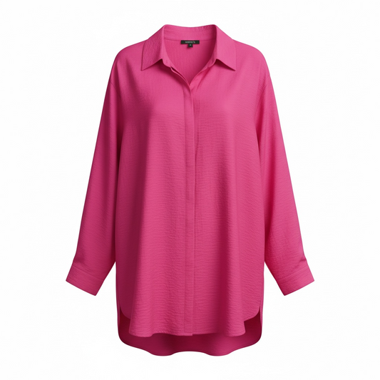 Pinkfarbenen Longbluse mit durchgängiger verdeckter Knopfleiste. Wunderwerk Oldenburg