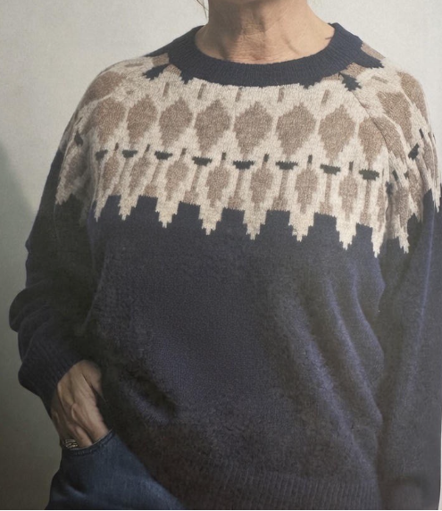 Strickpullover mit Jacquardmuster, Rundhalsausschnitt in dunkelblau Wunderwerk Oldenburg