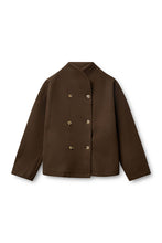 Lade das Bild in den Galerie-Viewer, Dunkelbraune Wolljacke in Cape Form mit 6 Frontknöpfen Wunderwerk Oldenburg

