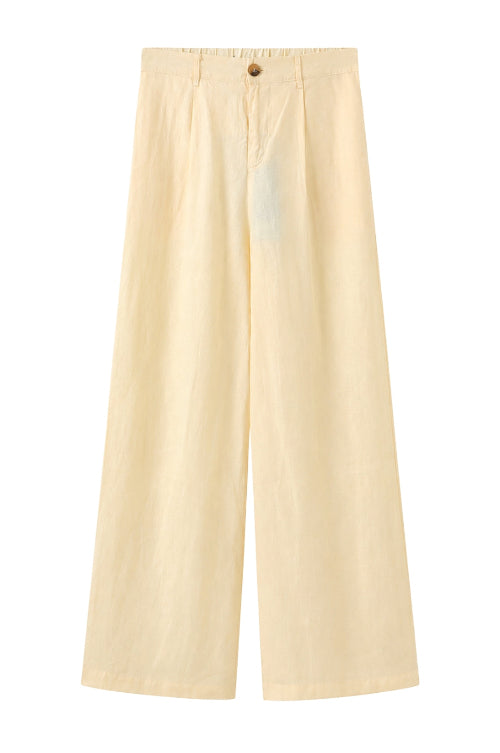 Leinenhose mit gerader Passform, Gürtelschlaufen und Eingrifftaschen in pastellgelb Wunderwerk Oldenburg