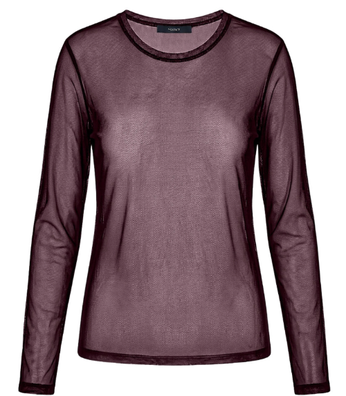 bordeauxrotes Meshlangarmshirt mit Rundhals Wunderwerk Oldenburg