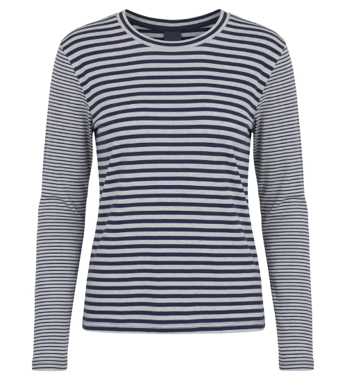 Dunkelblau offwhiteblue  gestreiftes Langarmshirt mit Rundhals Wunderwerk Oldenburg
