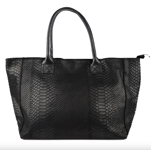 Schwarzer Ledershopper mit animalprägung, Wunderwerk Oldenburg