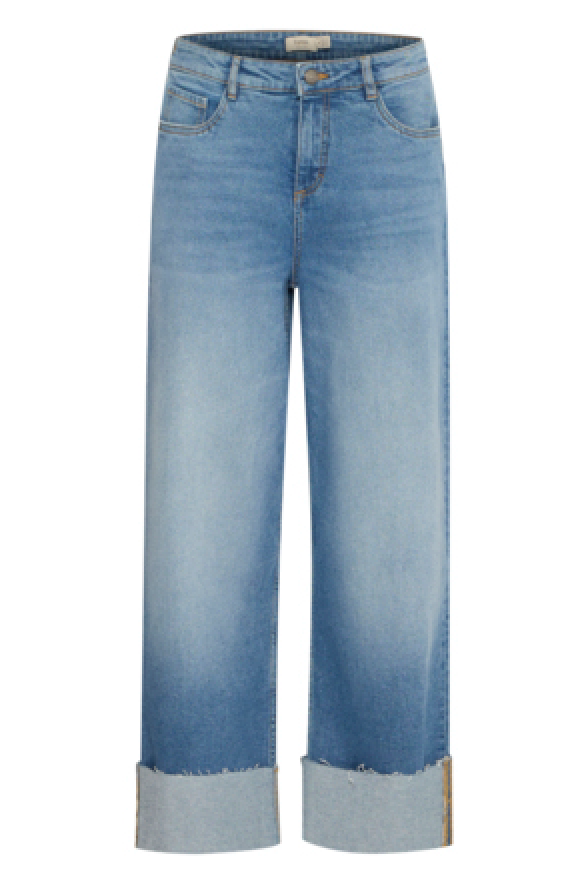 Blaue Jeanshose mit 7/8 langem geradem Bein und Umschlag, Wunderwerk Oldenburg