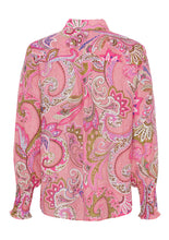 Lade das Bild in den Galerie-Viewer, Rosefarbene Paisleybluse mit Hemdkragen und gesmocktem Ärmelabschluss, Wunderwerk Oldenburg
