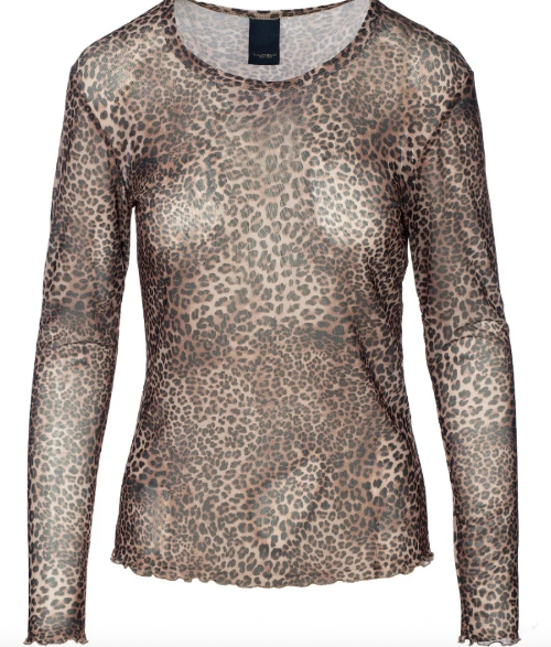 Transparentes  braunes Leo Langarmshirt mit Rundhals und Rollkante am Saum, Wunderwerk Oldenburg