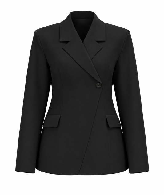 Asymmetrischer schwarzer Blazer mit 1 Knopfverschluss, Wunderwerk Oldenburg