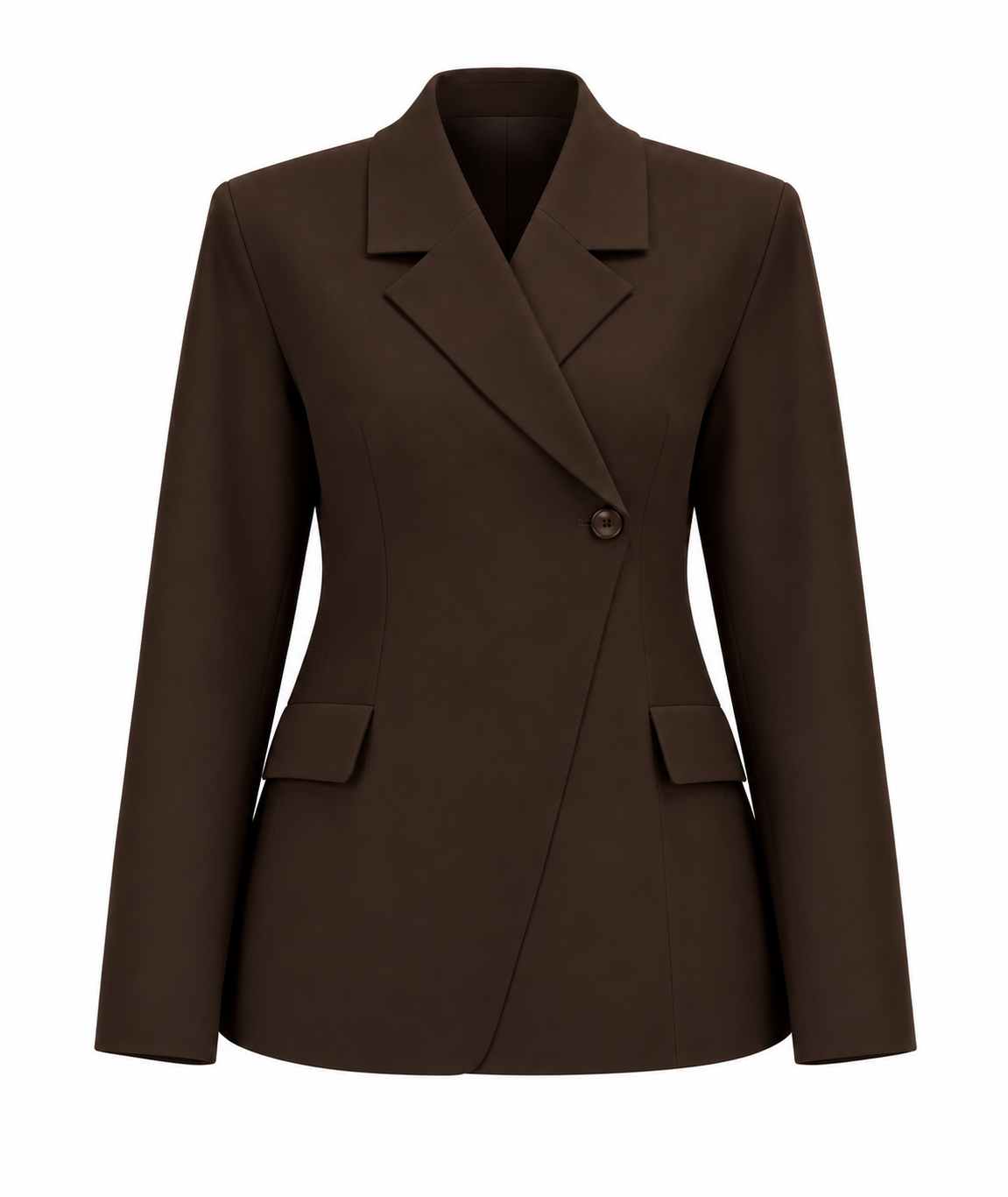 Asymmetrischer dunkelbrauner Blazer mit 1 Knopfverschluss, Wunderwerk Oldenburg