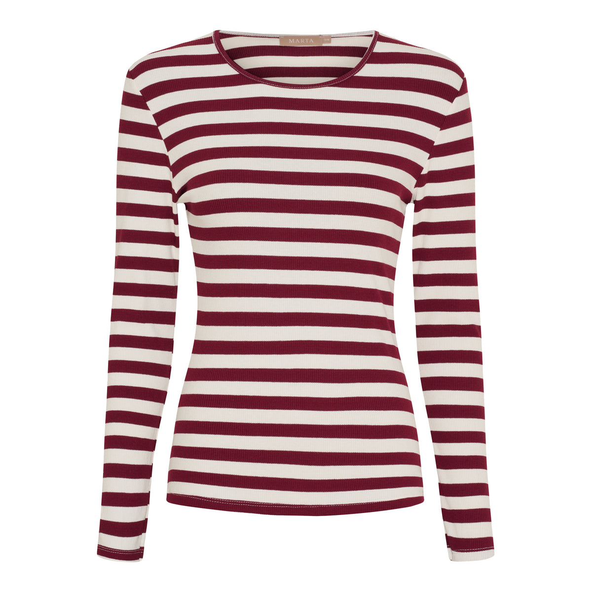 Langarmshirt mit Streifen in bordeaux weiß mit Rundhals, Wunderwerk Oldenburg