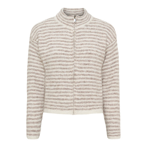 Beige creme gestreifter Cardigan mit Reißverschluss  Wunderwerk Oldenburg