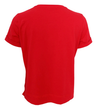 Lade das Bild in den Galerie-Viewer, Schlichtes rotes T-Shirt mit Rundhals und kurzen gekrempelten Armen, Wunderwerk Oldenburg

