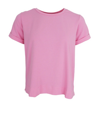 Lade das Bild in den Galerie-Viewer, Schlichtes T-Shirt in rosa mit Rundhals und kurzen gekrempelten Armen, Wunderwerk Oldenburg
