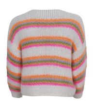 Lade das Bild in den Galerie-Viewer, Strickcardigan in einer Enheitsgröße in offwhite mit Neonstreifen, Wunderwerk Oldenburg
