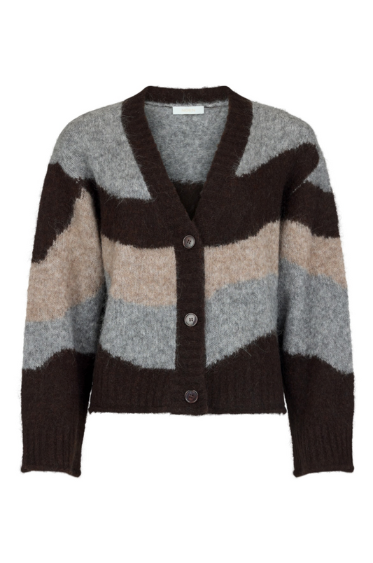 Dunkelbrauner Strick Cardigan mit Braunem Muster, Wunderwerk Oldenburg1