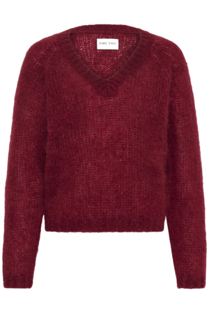 Dunkelroter  Mohair Pullover mit V-Ausschnitt Wunderwerk Oldenburg