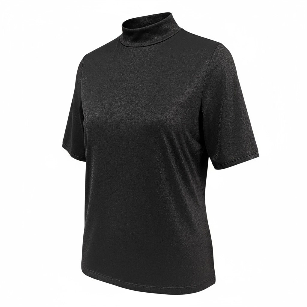 Kurzarm Lurexshirt mit Stehkragen