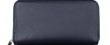 Lade das Bild in den Galerie-Viewer, Portemonnaie in der Farbe dunkelblau mit silbernem umlaufenden Reißverschluss und Kartenfächern, Wunderwerk Oldenburg
