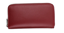 Lade das Bild in den Galerie-Viewer, Portemonnaie in der Farbe dunkelrot mit silbernem umlaufenden Reißverschluss und Kartenfächern, Wunderwerk Oldenburg
