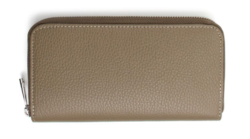 Portemonnaie in der Farbe taupe mit silbernem umlaufenden Reißverschluss und Kartenfächern, Wunderwerk Oldenburg