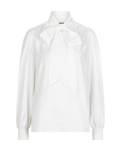 Bluse in offwhite mit Schluppe und gesmoktem Ärmelabschluss, Wunderwerk Oldenburg