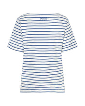 Lade das Bild in den Galerie-Viewer, Gestreiftes T-Shirt in jeansblau weiß mit Rundhals Wunderwerk Oldenburg
