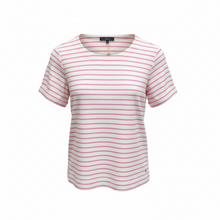 Lade das Bild in den Galerie-Viewer, Gestreiftes T-Shirt in pink weiß mit Rundhals Wunderwerk Oldenburg
