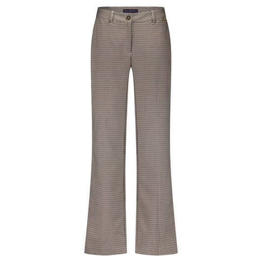 Stoffhose mit Hahntrittmuster und geradem Beinverlauf in braun creme gehalten, Wunderwerk Oldenburg