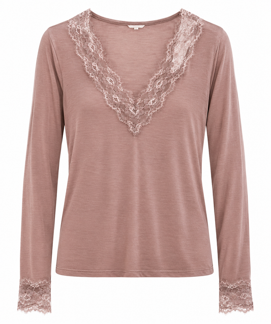 Esvivid Viskose Kaschmir Shirt mit Spitze