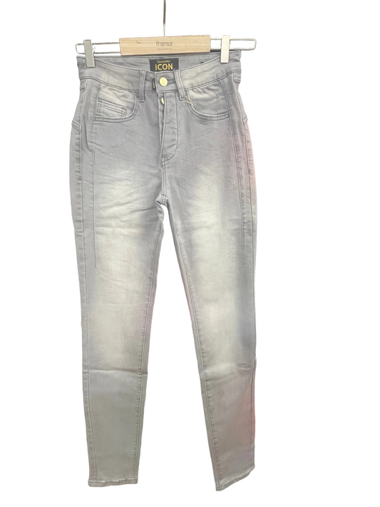 Schmal geschnittene Jeans in grauer Used-Waschung mit markanten Teilungsnähten, Wunderwerk Oldenburg